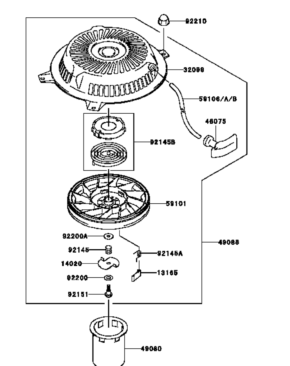 Kawasaki Fh430v-Cs26 Starter Diagram and Parts List for H1536 55AI4HPR050-WAM Cub Cadet Lawn Mower